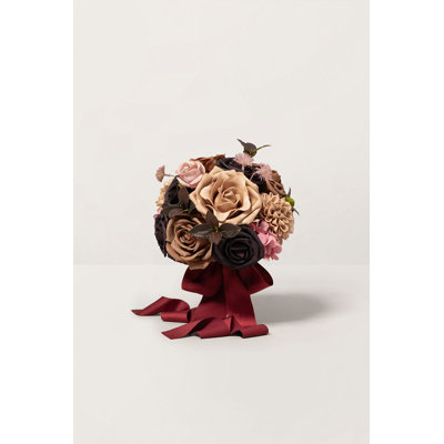 Ling's Moment Round Bridesmaid Bouquets in Earth Brown & Black Baccara (Set of 4)