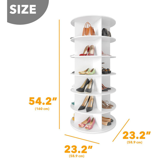 Rangement Chaussures Sacs Tour Chaussures Rotative GOFEI 7 Niveaux - 360° Blanc 32 Paires Capacité Meuble Chaussure Tournant Amazon