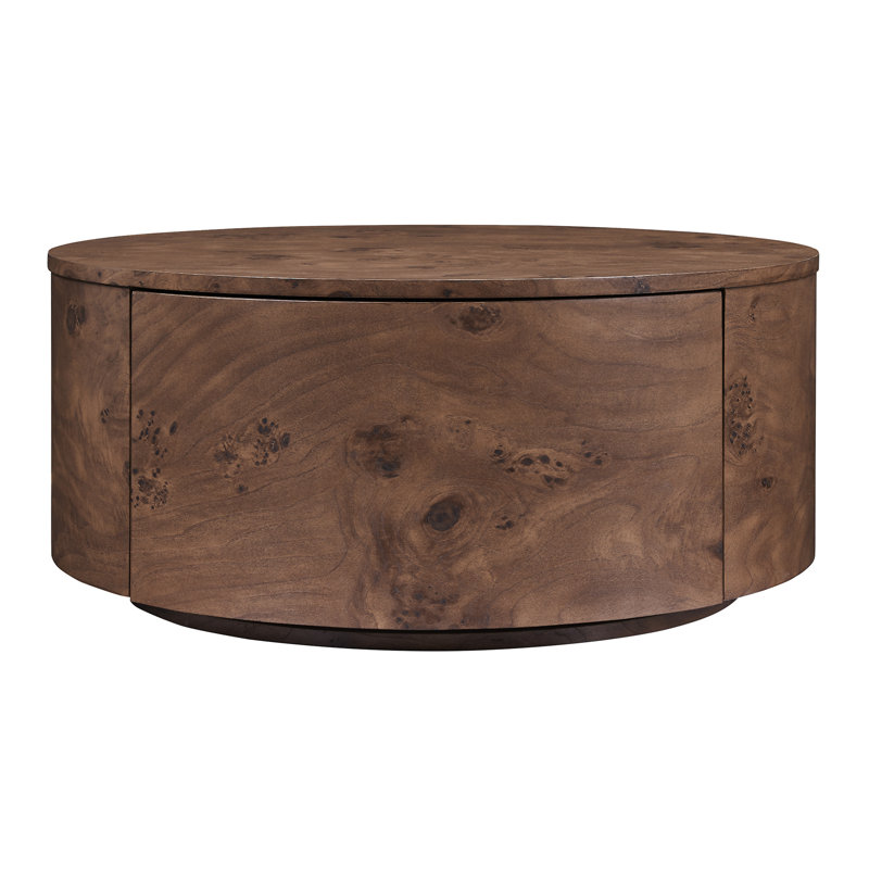 Table basse rotative en bois Burl avec 2 tiroirs (table basse incluse seulement)