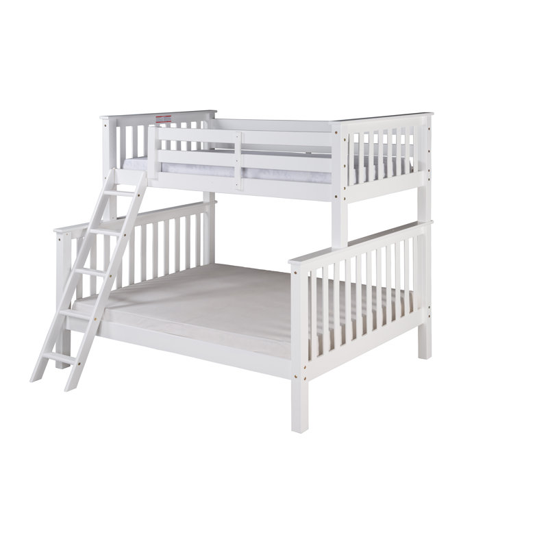 Lit superposé standard en bois massif Abdullah, Blanc, Simple sur double
