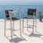 Outdoor 29.50" Rust-Proof Aluminum Barstools With PE Rattan Seat And Backrest, Set Of 2, Silver & Grey-1446582308