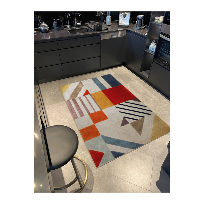 Multi Color Mixed Geometric Pattern Creative Modern Decorative Machine Washable Area Rug, Rectangle 3'3" x 4'11"