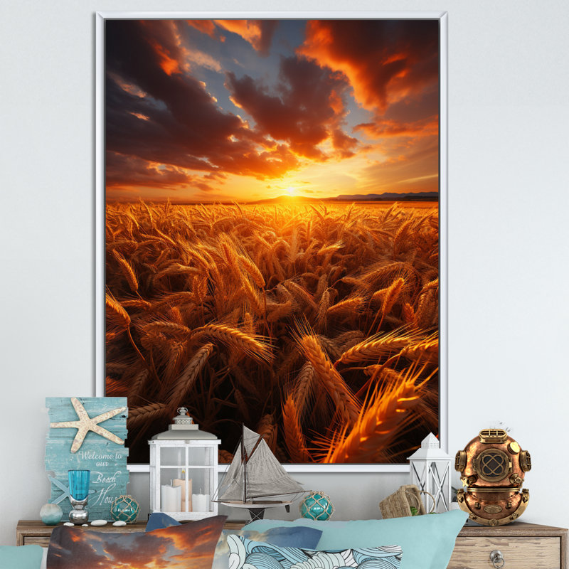 Benica " Golden Fields A Mesmerizing ", White Floater Framed, 32" H x 24" W x 1" D