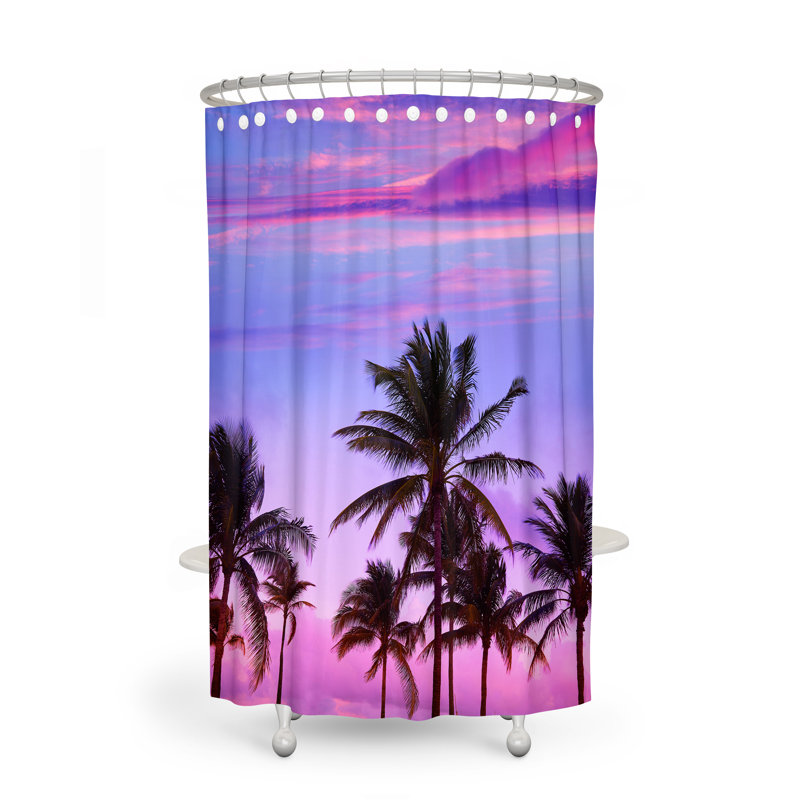 Palm Tree Beach Shower Curtain, 93.00" H x 70.00" W