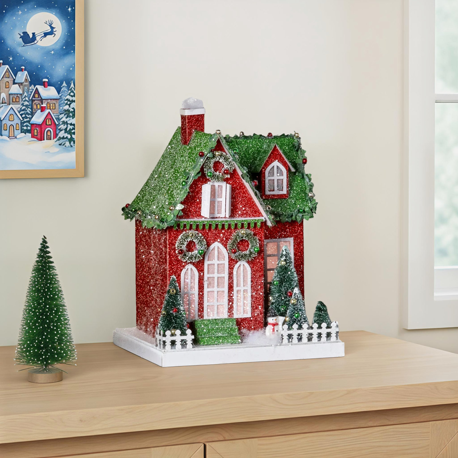 10.5" LED Cardboard Village House