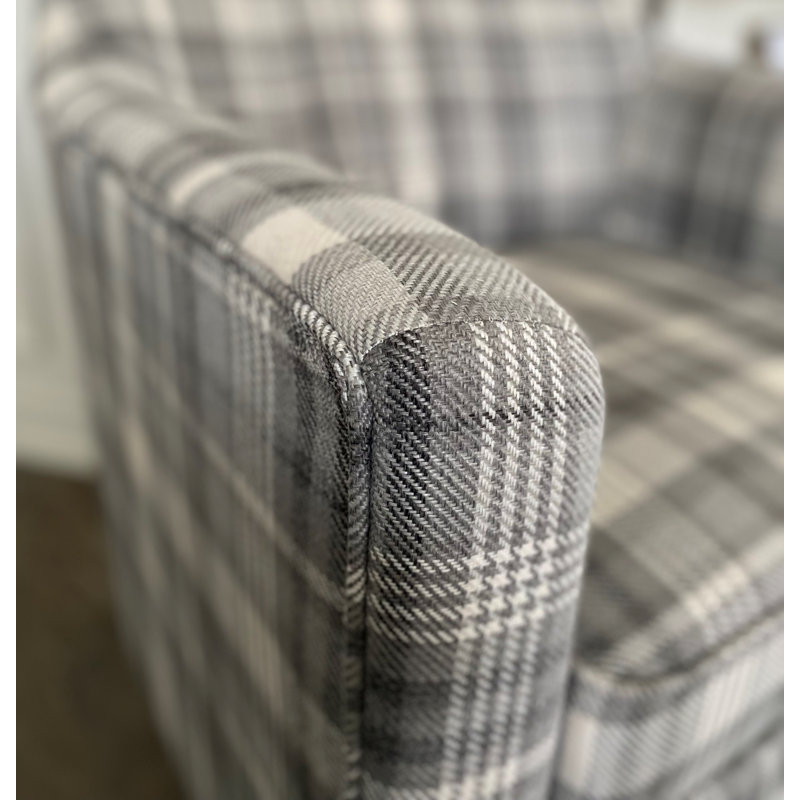 Labrea Upholstered Armchair, Gray Plaid Linen Blend