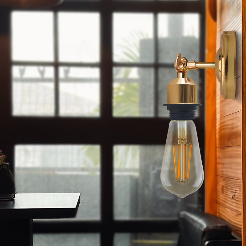 Boykin Adjustable Wall Sconce – Vintage Style Dimmable Light with Metal Shade by Breakwater Bay, No , French Gold