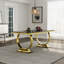 Ensemble de table de salle à manger luxueux et doré avec chaises en velours-2092906444-2092906446