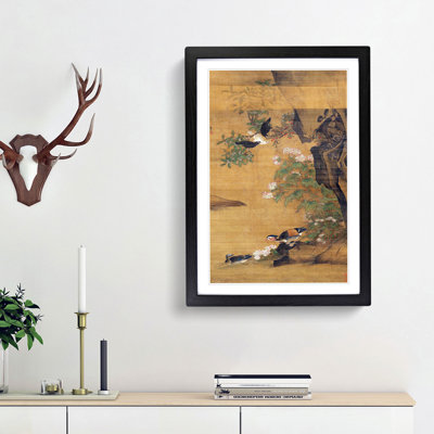 Mandarin Ducks & Cotton Rose Hibiscus by Lu Ji - Picture Frame Painting Print on MDF