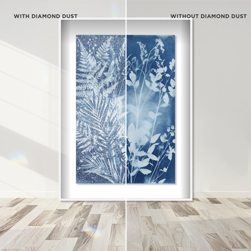 Blue Foliage II Print by Oliver Gal, 21.5"H x 31.5"W, White Shadowbox