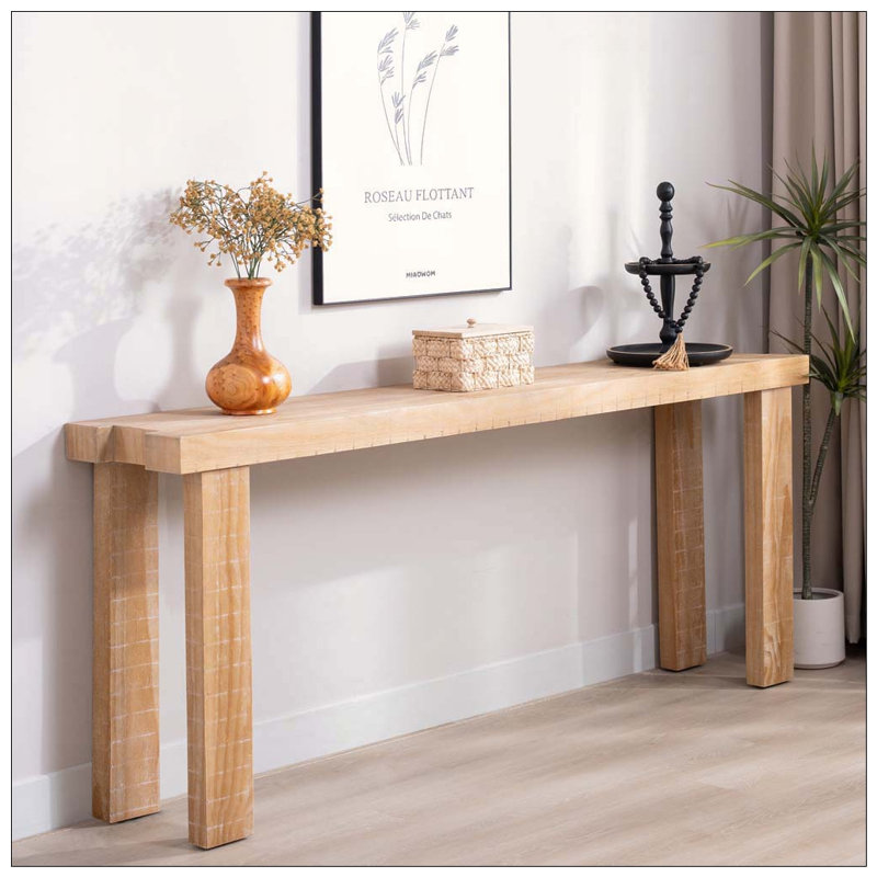 Rustic Natural Wood Console Table