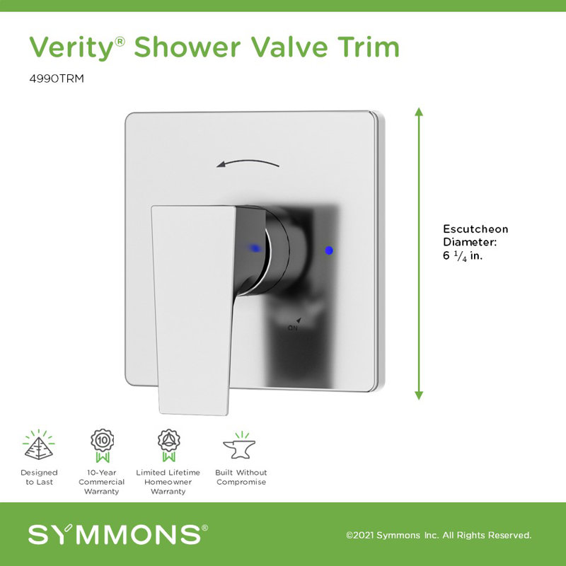 Poignée de garniture de valve de douche Verity, Chrome poli