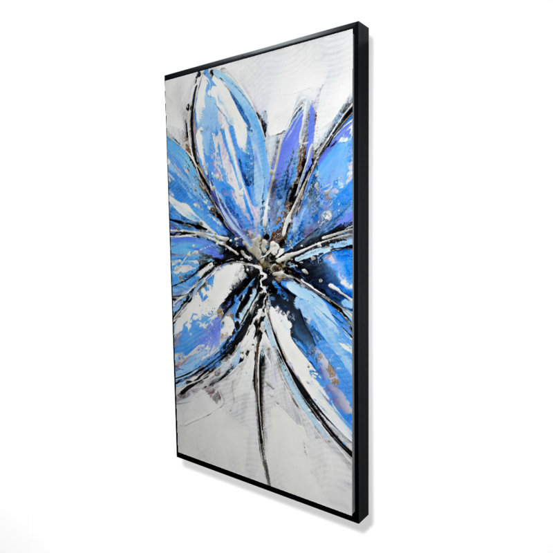 Blue Flower Print On Canvas, H 48 po x l 24 po