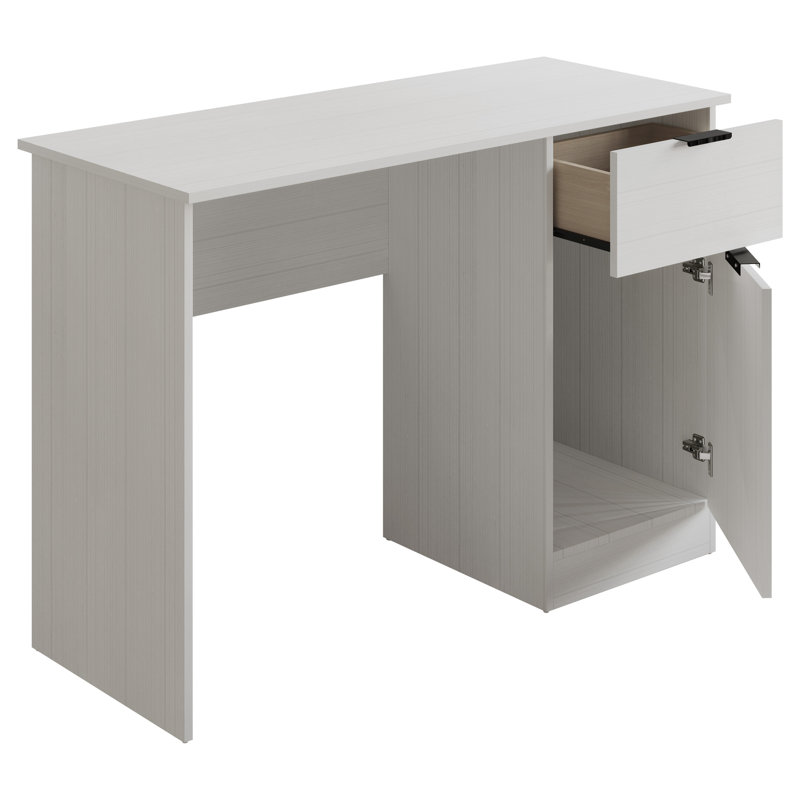 BUREAU ÉCRAN DE 43 POUCES AVEC ARMOIRE BLANC, Blanc