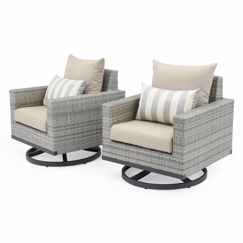 Milo Motion 4 Piece Rattan Sunbrella Sofa Set with Cushions, Charcoal Grey Sunbrella®, Gray