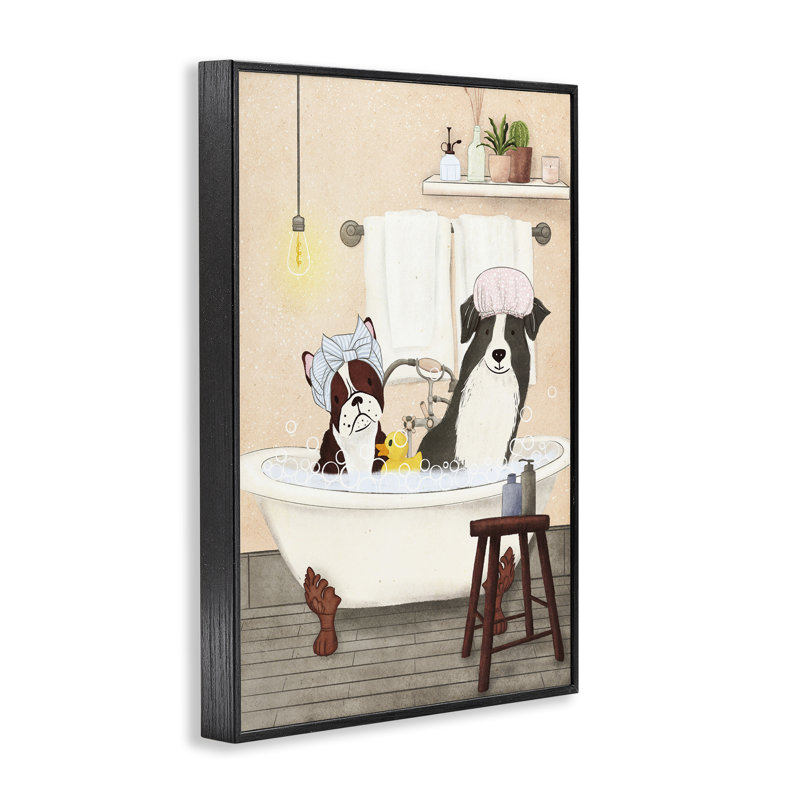 Doggie Bath Time, estampe numérique par JJ Design House, LLC., Giclée encadrée noir minuit, H 24 po x l 16 po