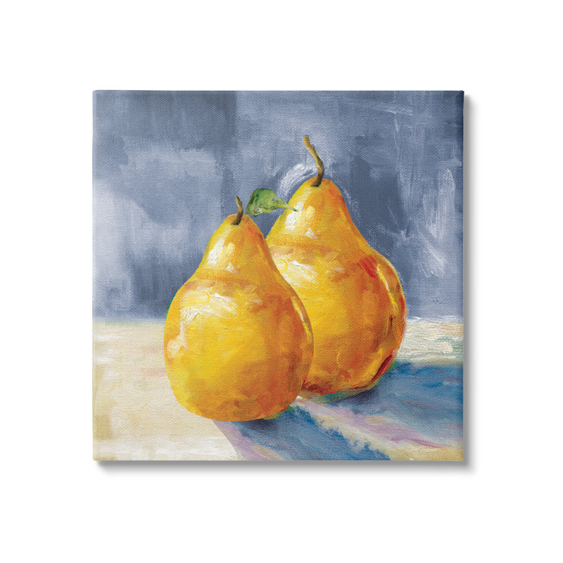 Nature morte classique avec poires jaunes délicieuses, H 17 po x l 17 po x P 1,5 po
