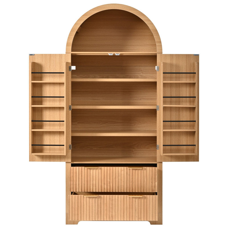 Armoire de rangement de 72 po de haut avec rangement à cannelures et garde-manger 72 po avec 2 tiroirs pour les cuisines et le salon