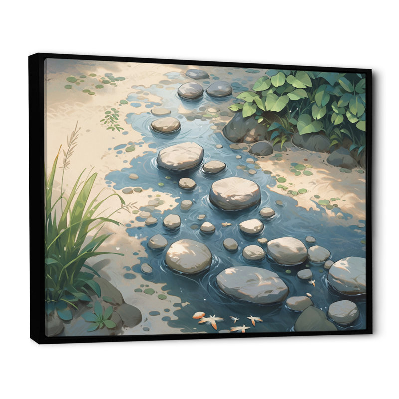 Océan aux nuances sur toile, Cadre flottant noir, H 16 po x l 32 po x P 1 po