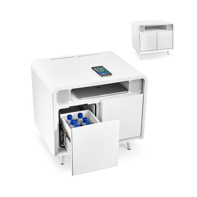 Table de bout intelligente Sobro avec prises intégrées, Blanc