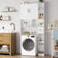 Design confortable, rangement au-dessus des toilettes avec portes et étagères ouvertes-135574064-103237402