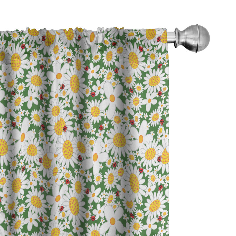 Floral Semi-Sheer Rod Pocket Curtain Panels, 28" x 95"