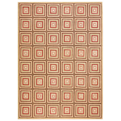 Spectacular Beige Color Modern Design Contemporary Handmade American Hooked Rug