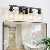 24" Golden 4-light Vanity Light With Clear Glass Shades, Modern Iron Metal Bathroom Wall Fixture For Mirror, Ideal For Bathroom And Dressing Table (no Bulbs Included)