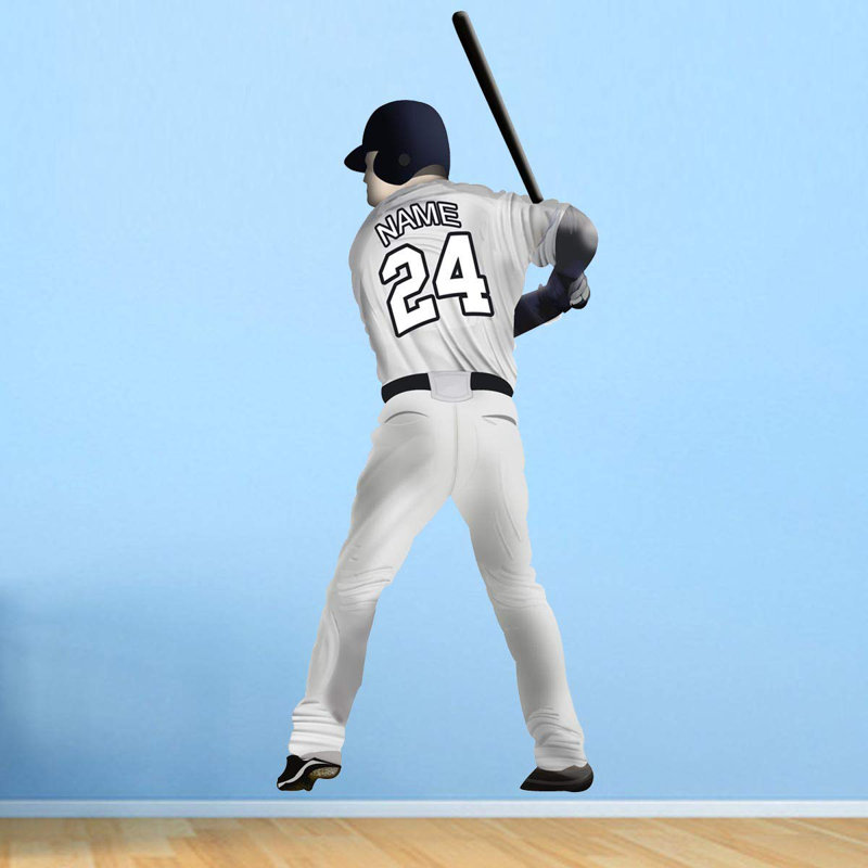 Décalcomanie murale pour joueur de baseball personnalisé latitude run, H 60 po x l 26,5 po