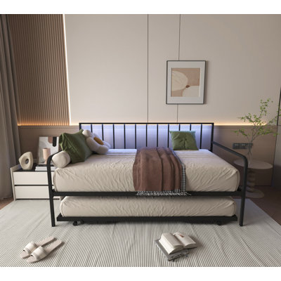 Height Adjustable Day Bed Frame With Trundle