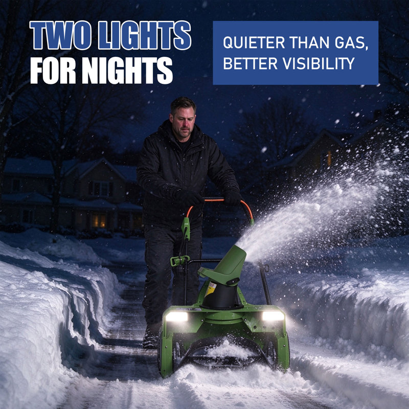 23" Corded Snow Blower with LED Lights, 24.6FT Throw Distance for Driveway & Walkway
