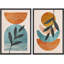 «Mid Century Shape Orange Green Pastel Polygon Abstract», reproduction d'art moderne sur toile encadrée 2 pièces-71660436-71660437