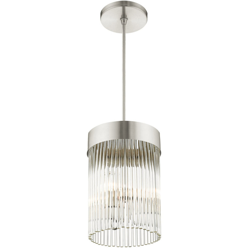 Lustre cylindrique à 3 lumières DEL, Nickel brossé
