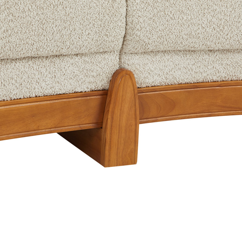 Noura 3-seater Modern Organic Curved Bouclé Upholstered Sofa with Solid Wood Frame, Sesame