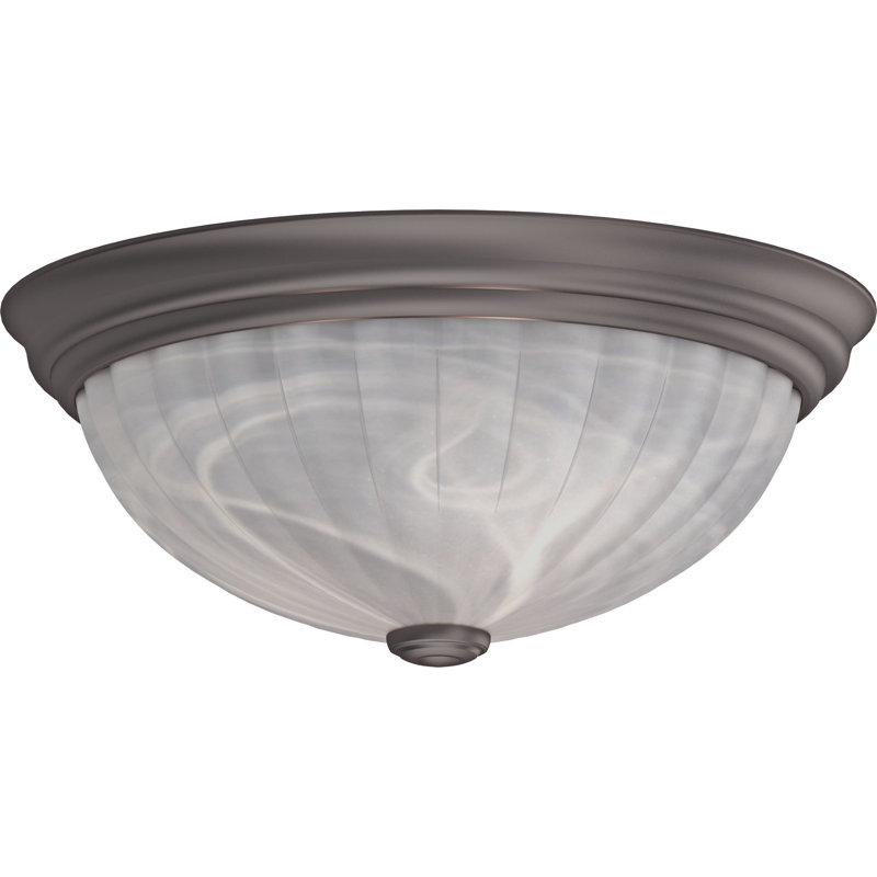 Marti 3-Light Indoor Antique Bronze Flush Mount Ceiling Fixture with Alabaster Melon Glass Bowl