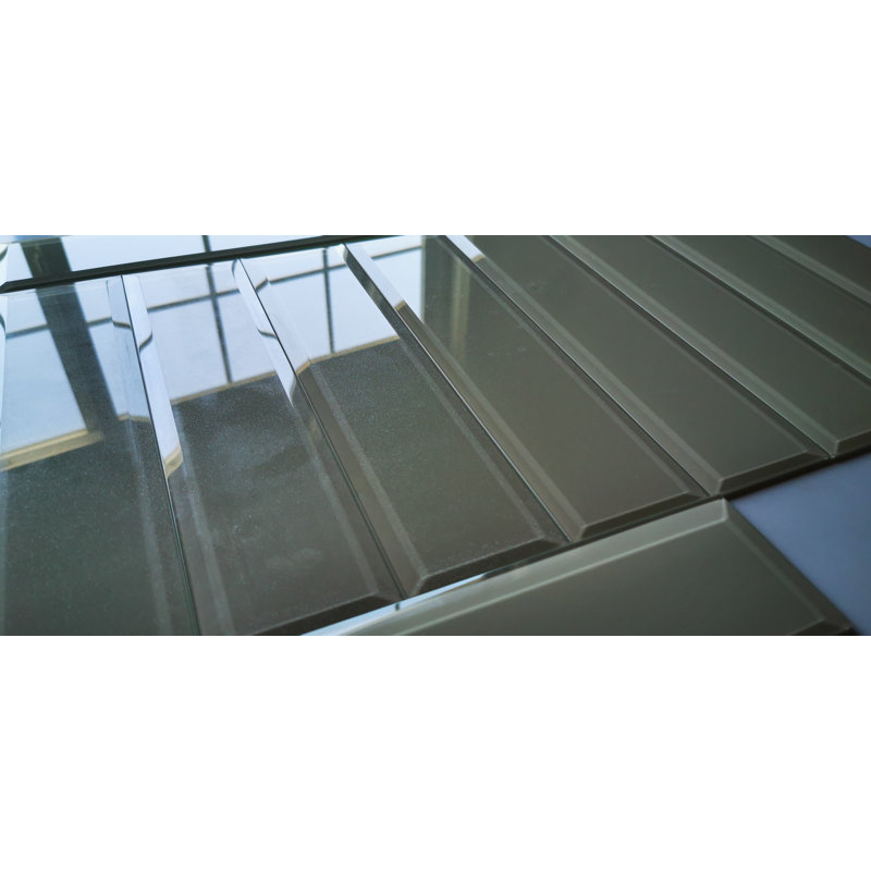 Frosted Elegance 3 in. x 12 in. Diamond Grade Glass Beveled Subway Decorative Kitchen & Bathroom Wall Tile