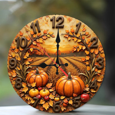 Horloge murale automne avec citrouilles