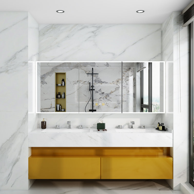 Orren Ellis Surface Mount Frameless 3 Doors Medicine Cabinet with LED  Lighting and Electrical Outlet | Wayfair | Handtuch-Sets