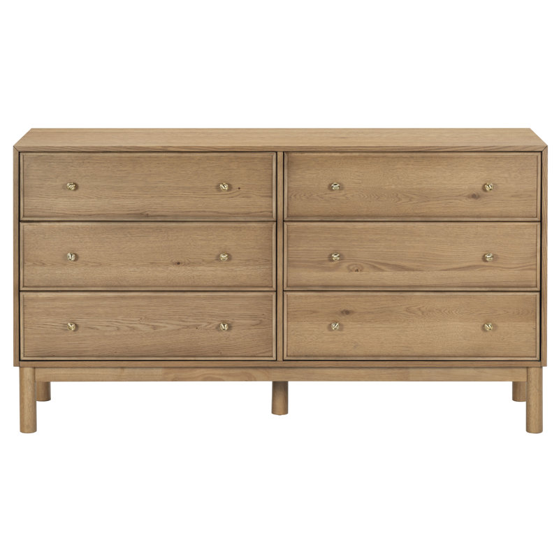 Orion 6 Drawer Wood Dresser, Brown Oak