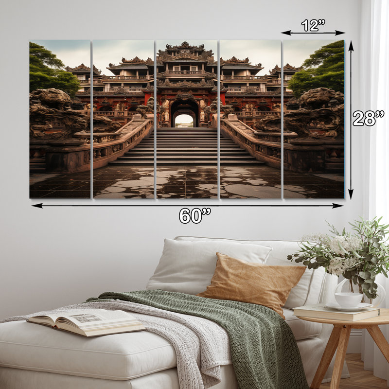 «Vietnam Hue Imperial City I», art mural sur toile, 5 panneaux égaux