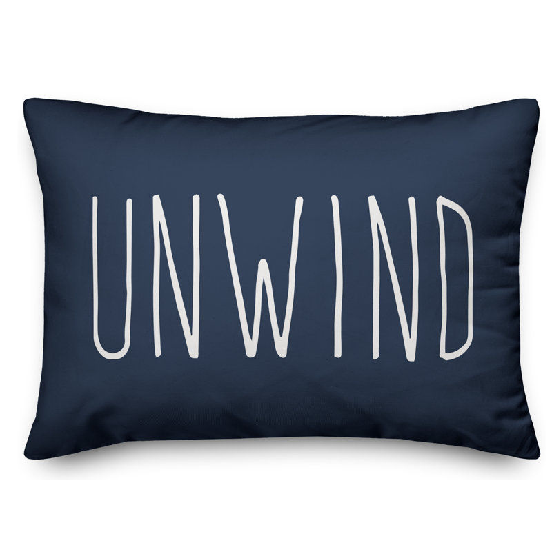 Yes! Textual Outdoor Reversible Throw Pillow, Navy