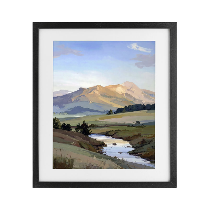 Across The Valley River, reproduction sous verre encadrée, design par Alonza Saunders, H 16 po x l 13 po