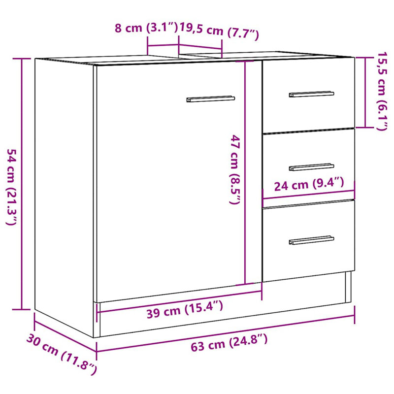 Elioth Freestanding Bathroom Cabinet, Black Oak