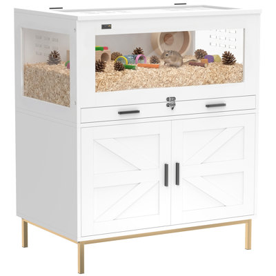 Cage pour hamster 30,3 x 19,5 x 35,8 po, en panneaux de particules blancs avec ventilation