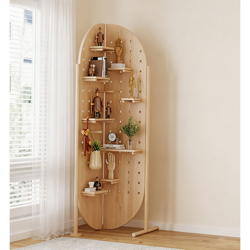 Paravent de chambre ovale en bois massif à 2 panneaux Nordic Style, 2, 70.87" H x 33.86" W x 0.71" D