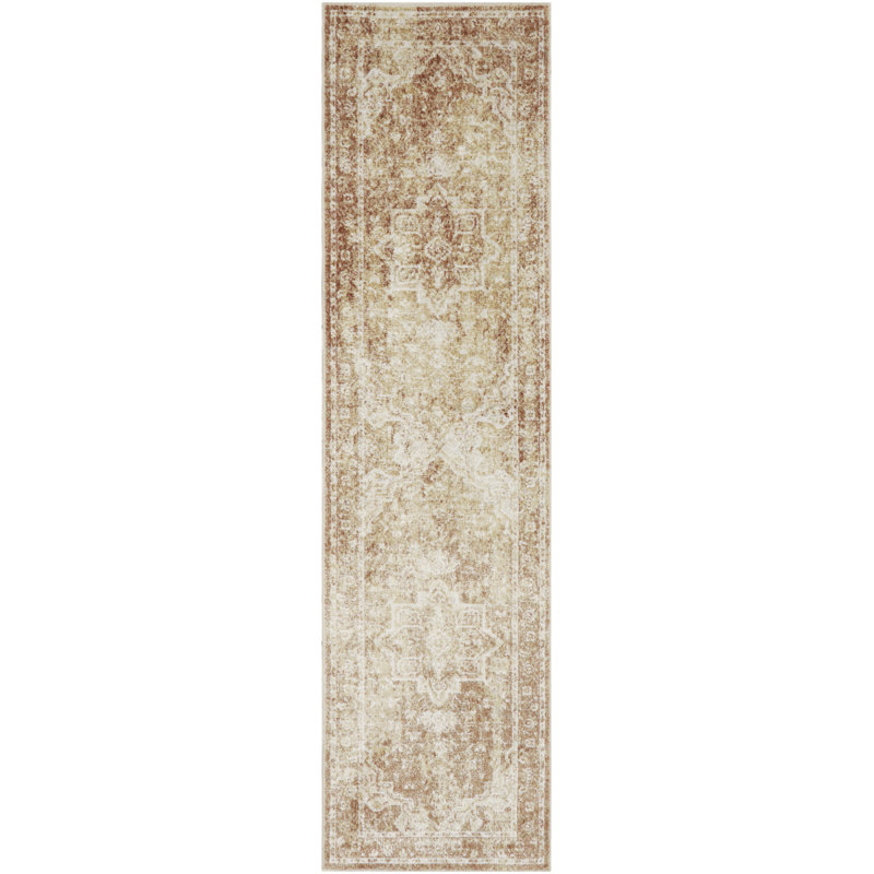 Bungalow Rose Covelle Machine Washable Rust Vintage Indoor Rug, Runner 2'2" x 8'