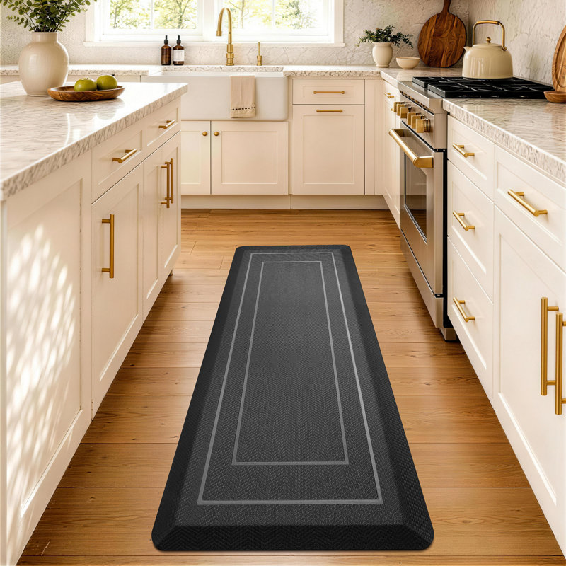 Tapis de cuisine 0,8 po en mousse haute densité, L 39 po x l 20 po, Noir