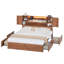 Cadre de lit double Farmhouse avec tête de lit et armoires de rangement, cadre de lit plateforme en bois avec 4 tiroirs, aucun sommier nécessaire, brun-104576603-104576601