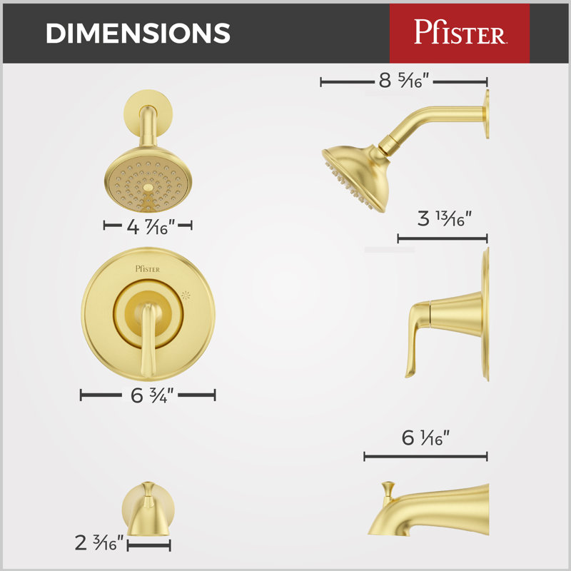 Willa Shower Faucet, Brushed Gold