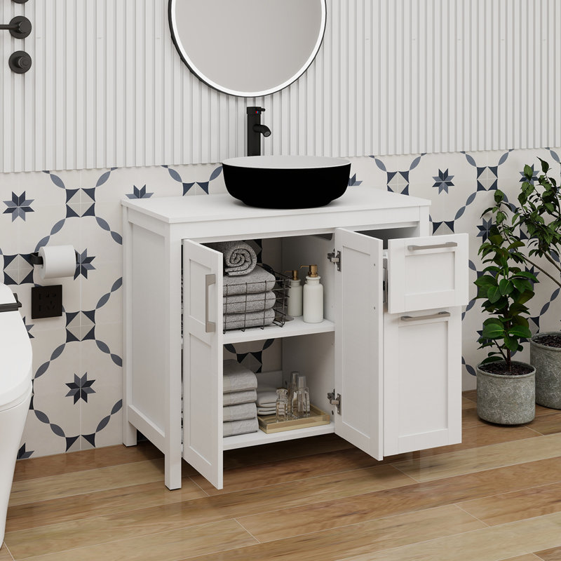 36" Free-Standing Modern Single Bathroom Vanity With Sink, White